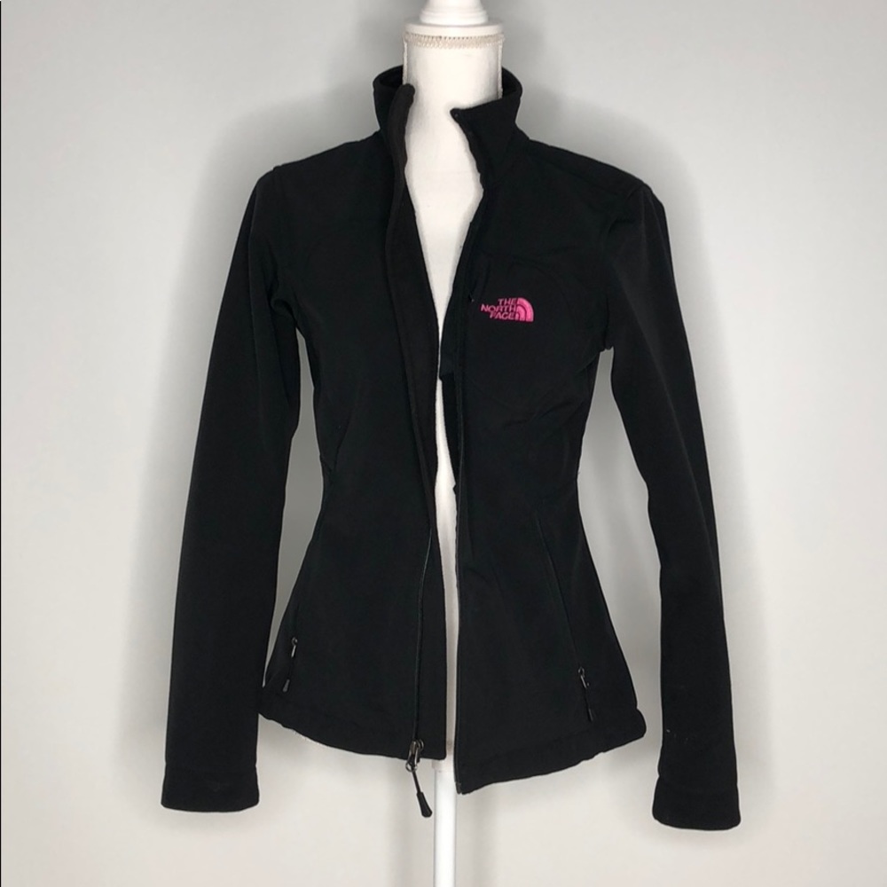 Black North face wind breaker jacket with pink